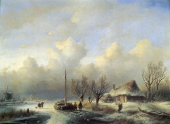 安德列亞斯 Schelfhout Figures in a winter landscape 安德列亞斯 Schelfhout Figures in a winter landscape